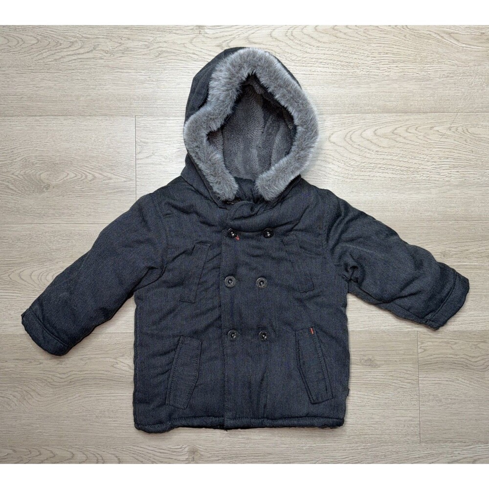 OBAIBI Youth Boys 23M Snow Jacket Winter Gray French Design Coat Hooded Warm